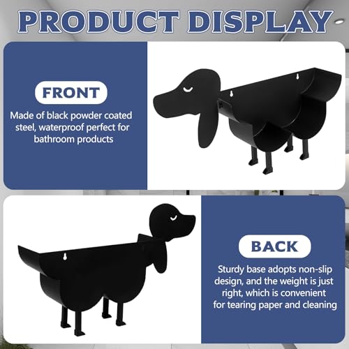 Lustig Toilettenpapierhalter Hunde, Metall Toilettenrollenhalter, Toilettenpapier Aufbewahrung Klopapier Aufbewahrung Wand Schwarz, WC Rollenhalter für Küche Badezimmer Klorollenaufbewahrung Deko