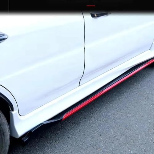 Faldones laterales para coche universales de 2 metros en rojo y negro kit de 4 piezas 5