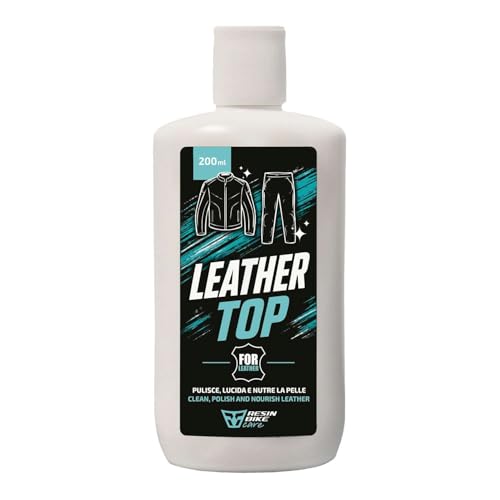Resin Bike Care - Leather Top - Nettoyant Nourrissant Cuir 200 ml, Nettoie, Ravive et Protège Vestes, Combinaisons, Gants, Bottes et Accessoires Moto, Sans Graisser, pour Cuir et Similicuir