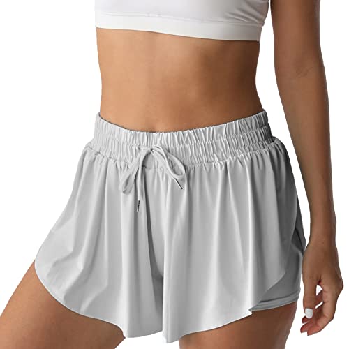 Image of Flowy Athletic Shorts for Women Running Tennis Butterfly Shorts Girls 2-in-1 Double Layer Quick-Drying Comfy Shorts
