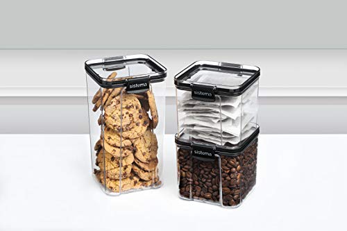 Sistema Ultra Collection Square Food Storage Container, 43.9 oz./1.3 L Clear/Black