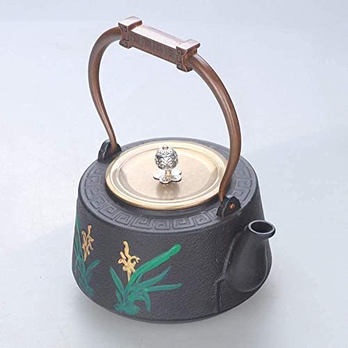 Théière en fonte orchidée or 1.4L, bouilloire traditionnelle d'exception