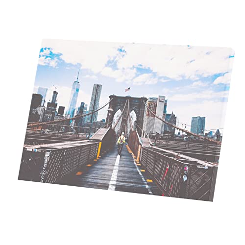 Toile imprimée affiche pompier New York pont de Brooklyn déco murale