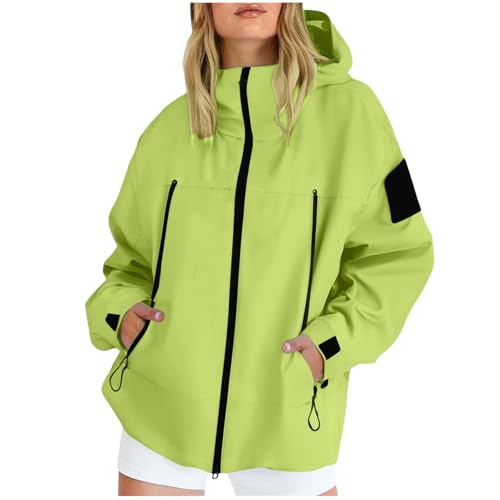 Rain Jacket for Women Waterproof Outdoor Active Lightweight Jacket Long Sleeve Hooded Rain Coat with Pockets