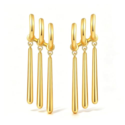 Zoro Anime Earrings for Women Men - Gold Chunky Bar Drop Earrings - One Piece Cosplay Silver Cuff Dangle Statement Jewelry (gold)