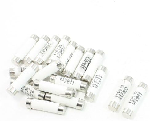 uxcell 20 Pcs 500V 20A 10x38mm Cylindrical Ceramic Tube Fuses Link R015 RT14 RT18 RT19