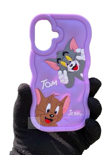 Image of MIDOS Back Cover Compatible with iPhone 16 Plus Soft Silicone 3D Cute Cartoon Full Protective Case for iPhone 16 Plus (Purple)