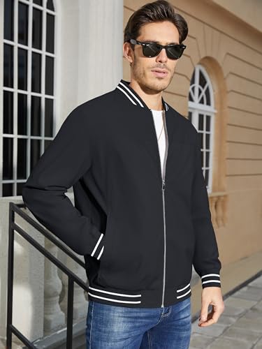 Magcomsen MCSL20M202-252-BLACK-2XL Mens Bomber Jacket Black Windbreaker Lightweight Jackets Zip Up Jacket Casual Spring Fall Jackets Baseball Jacket Black thumb #2