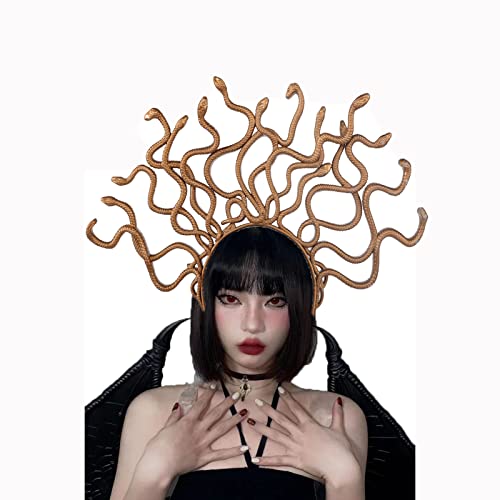 Faxianther Gold Snake Headband Halloween Costume Cosplay Headpiece Hair Hoop Scary Day Of The Dead Fancy Dress Party Masquerade Ball Snake Crowns Tiaras Hair Band - Image 2