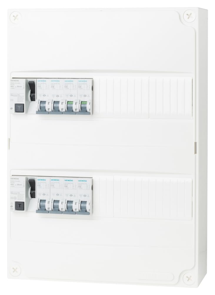 SIEMENS - Tableau électrique pré-équipé 2 rangées 26 modules 8 disjoncteurs 2 interrupteurs différentiels NFC 15-100