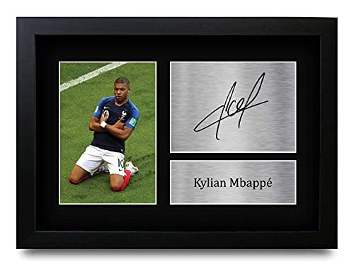 HWC Trading A4 FR Kylian Mbappe Frankreich Geschenke gedruckt Autogramme Bild für Fans und Unterstützer - A4 Eingerahmt Cover