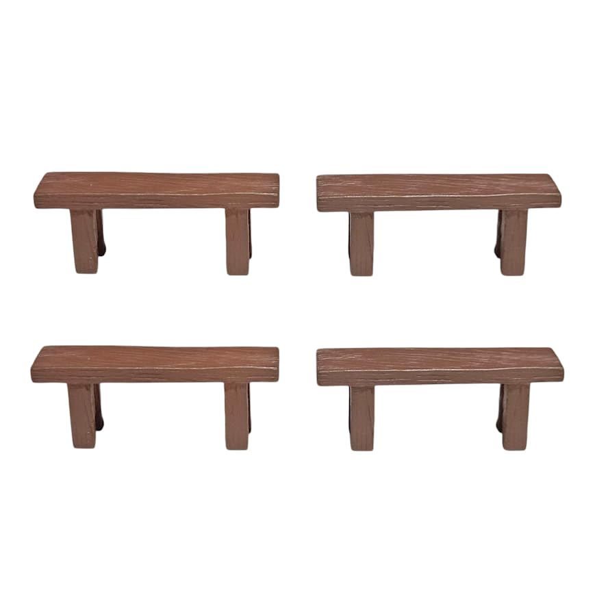 Aruna Decor Miniature Benches Set of 4 Rustic Dollhouse Furniture for Fairy Garden, Terrarium, DIY Craft & Home Decor 4.8 x 1 x 1.6 cm Bench Combo