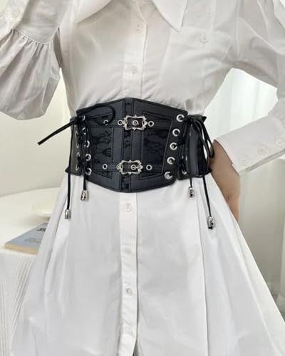 Women's Elastic Corset Belt Sides Lace-up Underbust Wide Costume Belts for Women2