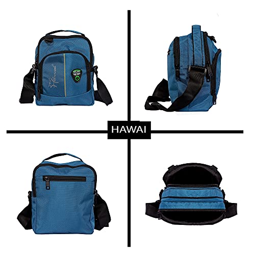 Image of Hawai PVC Coated Water Resistant Polyester Nylon Casual Sling Messenger Side Bag for Office College Outdoor Travel Daytrip-PUBWC1 for Men Women
