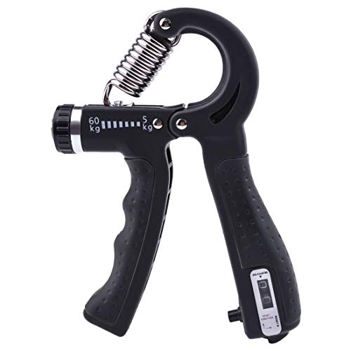 INF Handtrainer, Unterarm Trainingsgerät, Griffkraft Trainer, 5-60kg Fingertrainer, Fingerhantel Einstellbarer Widerstand, Rutschfester, Schwarz