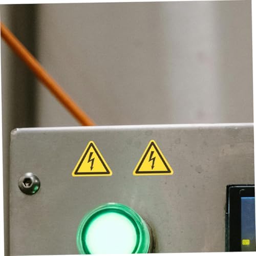 NUOBESTY 12 adet uyarı çıkartması "Dikkat Elektrik çarpması tehlikesi" 4 cm üçgen kendinden yapışkanlı yüksek gerilim uyarı levhaları uzun ömürlü malzemeden yapılmış kontrol dolapları için güvenlik - Görsel 5