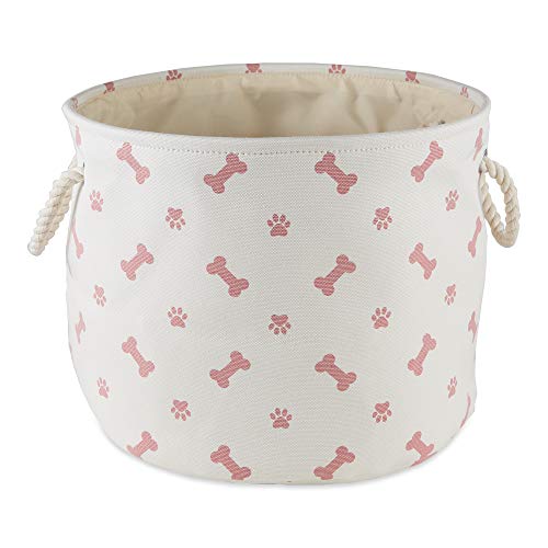 Bone Dry Pet Storage Collection Paw and Bone Print, Medium Round, 12x15x15, Rose