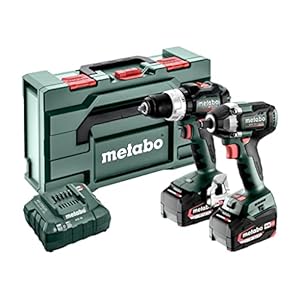 metabo bslbl+sswlt300bl taladro atornillador inalámbrico, llave de impacto inalámbrica + batería, cargador