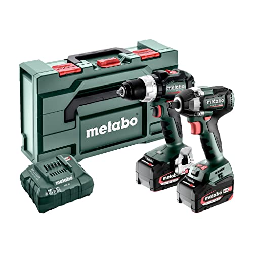 metabo bslbl+sswlt300bl taladro atornillador inalámbrico, llave de impacto inalámbrica + batería, cargador