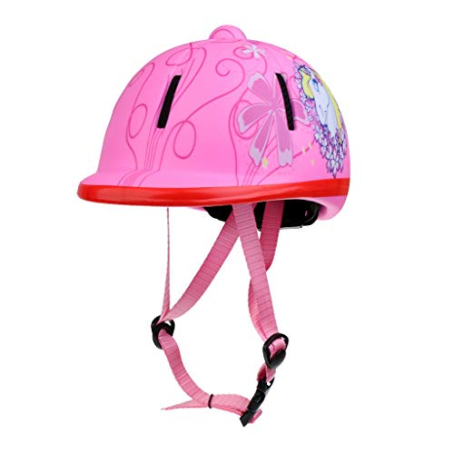 Inzopo Equipaggiamento protettivo di sport del cavallo del casco regolabile dei bambini, Schnee Rosa