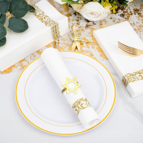 Auroriel 6 Piece Napkin Ring Set with Star of David and Menorah, Chanukah Passover Decoration, Jewish Holiday Ensemble, Festive Table Decoration Gift Idea for Housewarmin - Image 4