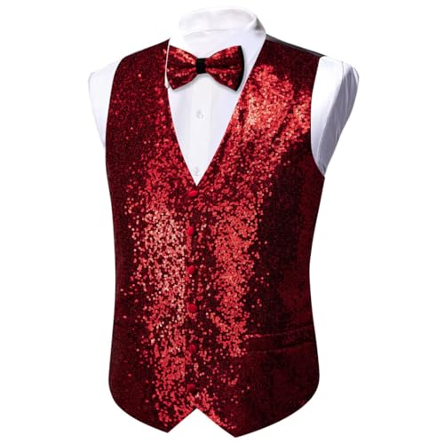 Men's Embroidered Silk Waistcoat Tie Set Burgundy Floral Formal Vest for Business Wedding Suit2
