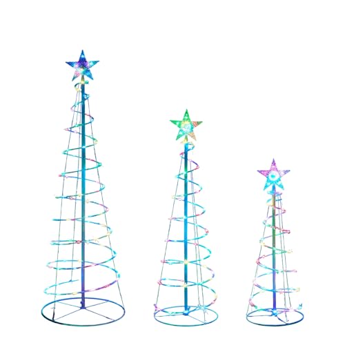 vicktree Yard Christmas Decorations Spiral Trees, 3 Packs 3/4/5 FT
