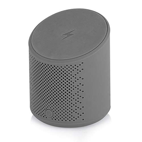 Akai A61052G DYNMX Portable Wireless Charging Speaker with Bluetooth Connectivity, 3W Audio Output, 5W Charging, Grey