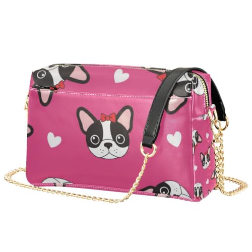 Sac à bandoulière femme Boston Terrier compact et imperméable en simili