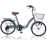 【2026 NEW MODEL】MYPALLAS(マイパラス) 折畳自転車20インチ バスケット/ダイナモLEDライト/リング錠付 オールインワン 乗りやすいアップハンドル 低床フレームらくらく自転車 シマノ製グリップシフト6段ギア 荷台標準装備 両立スタンド 街乗り 通勤通学 男女兼用 お洒落なカラー MF203 EASILY リーフグリーン