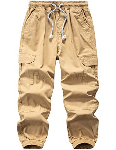 Boys' Drawstring Elastic Waist Cargo Jogging Pants for Kids