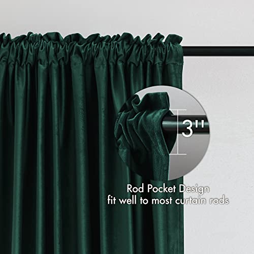 Image of MIULEE Dark Green Blackout Velvet Curtains Drapes 84 Inch Long 52 inchx84 inch | Luxurious Bedroom Living Room Decor, Room Darkening, Thermal Insulated, Rod Pocket Design, Super Soft Fabric