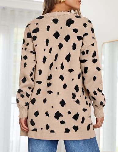 ZESICA Women's Fall Winter Long Sleeves Open Front Leopard Print Knitted Sweater Cardigan Coat Outwear3