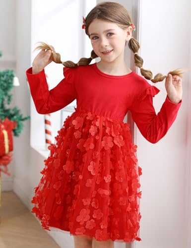 Kids4ever 2-6T Toddler Girls Tulle Dresses Fall Long Sleeves Flower Tutu Party Dress for Little Girl Birthday Wedding Guest …3