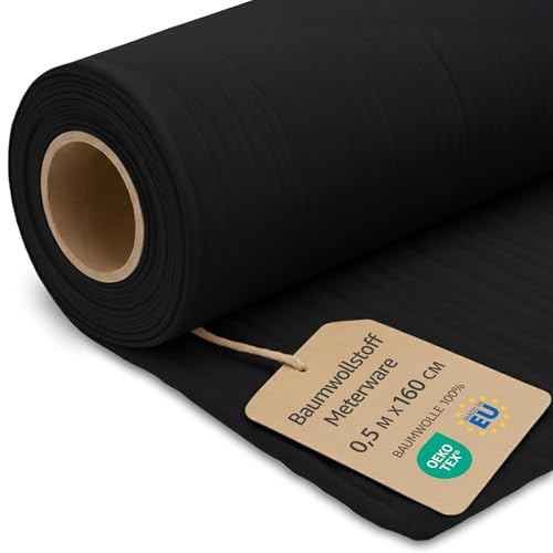 Tissu au metre Coton 0.5 M x 160 cm - Tissu pour couture decoration et loisirs creatifs Ideal pour vetements ameublement accessoires et projets de couture DIY Oeko-Tex 2. Noir