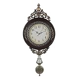 Giftgarden Classical Wall Clock Imitation Wood Color with Pendulum Clocks