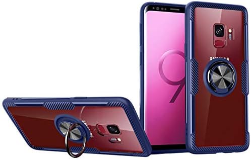 SORAKA Case for Samsung Galaxy S9 with 360 degree rotation Ring Stand Soft Slim Fit Silicone Case Shockproof Anti-fingerprint Case with Metal Plate for Magnetic Car Phone Holder Red