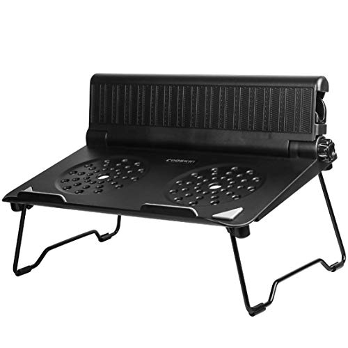Support ordinateur portable pliable anti mal de dos avec support téléphone intégré