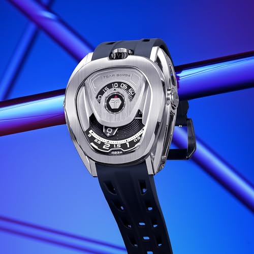 Image of TSAR BOMBA Watches for Men Automatic Watches Stainless Steel Mechanical Mens Watches Japan Movement Viton Strap Men's Wrist Watches Interchangeable 100m Waterproof Luxury Designer Watches Gift for Men