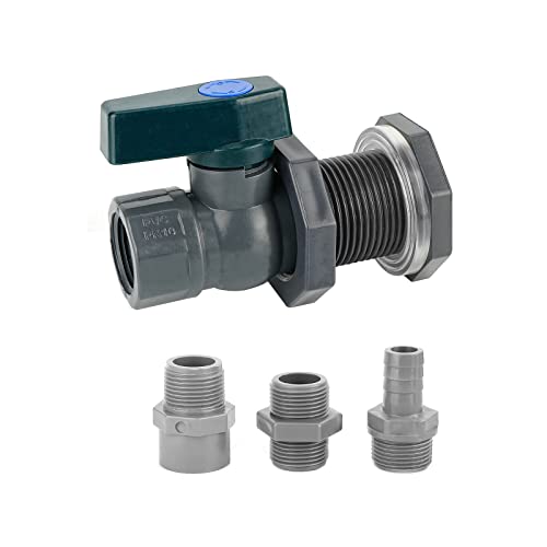 LUEXBOX 3/4 Inch PVC Rain Barrel Spigot Kit with 3 Pack Garden Hose Adapter, Water Diverter Kit for Barrels, Aquariums, Pools, Gardens