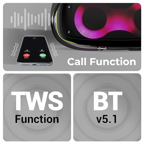 ZEBRONICS Sound Feast 700 80W Output, Portable Wireless Speaker with Bluetooth 5.1, TWS, 13h Backup, USB, mSD, AUX, Detachable Carry Strap & RGB Lights