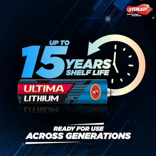Image of EVEREADY Ultima Lithium AAA Batteries - Pack of 2, 15X Longest Lasting, Anti-Leak Technology, Lightweight for High Performance Devices