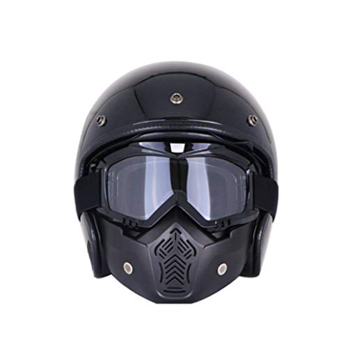 KISlink Medio Casco,de Moto Casco de Motocicleta,Personalidad Retro Hombres Y Mujeres Casco de Casco de Cara Abierta Skateboard Bicicleta Casco ECE Certificado
