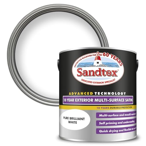 Sandtex 10 Year Multi Surface Satin Paint 2.5l Brilliant White