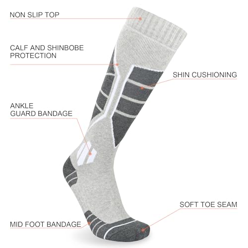 ouhos 2 pares de calcetines térmicos de esquí para hombre 43-46, cálidos, hasta la rodilla, gruesos, para invierno, clima frío, nieve, snowboard, caza, senderismo - imagen 3