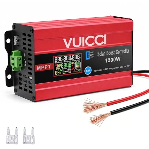 Image of 30A Boost MPPT Solar Charge Controller 1200W | 12-60V to 48V /60V /72V Step-Up | LiFePO4 /Ternary Lithium /Lead-Acid /AGM /Gel | Color LCD | 99% Tracking | RV Golf Cart Off-Grid | 1-Year Warranty