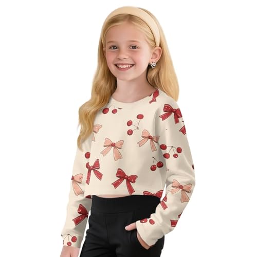 Girl's Sweatshirts Long Sleeve Cropped Pullover Tops Fashion Crewneck Sweatshirt Kids Fall Clothes for 5-14 Years2