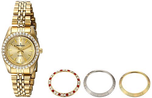 Peugeot Women's Gold-Tone Bracelet Watch with Four Bezel Covers