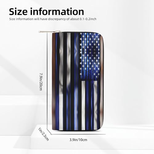 American Thin Blue Line Flag Print Casual Clutch Purse Hand Wallet for Women Capacity Wallet Stylish Travel-Friendly4