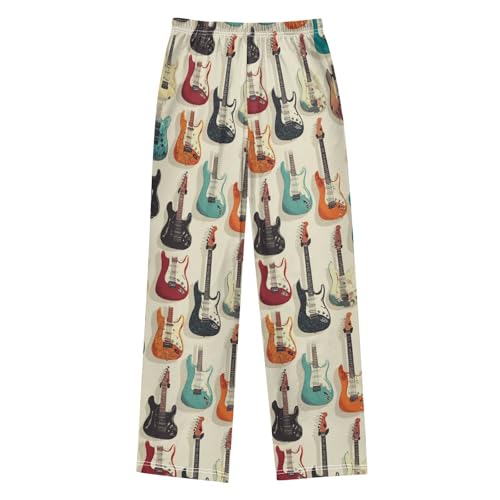 Retro Guitars Pajama Pants Soft Lounge Sleepwear PJ Bottoms with Elastic Waist Ages 6–14 Years2